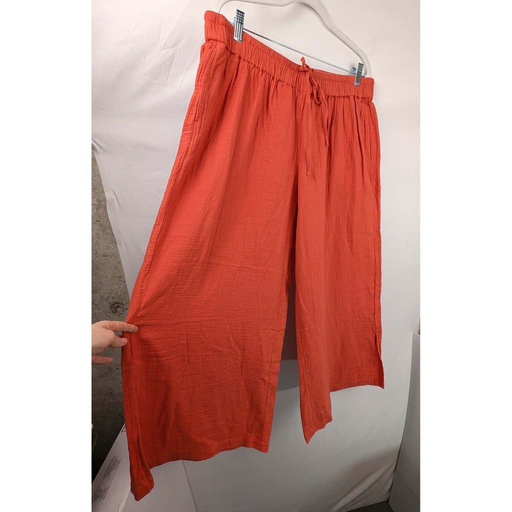 Pact Womens Organic Cotton Coastal Double Gauze Split Hem Pant Size XL Green - Picture 3 of 10